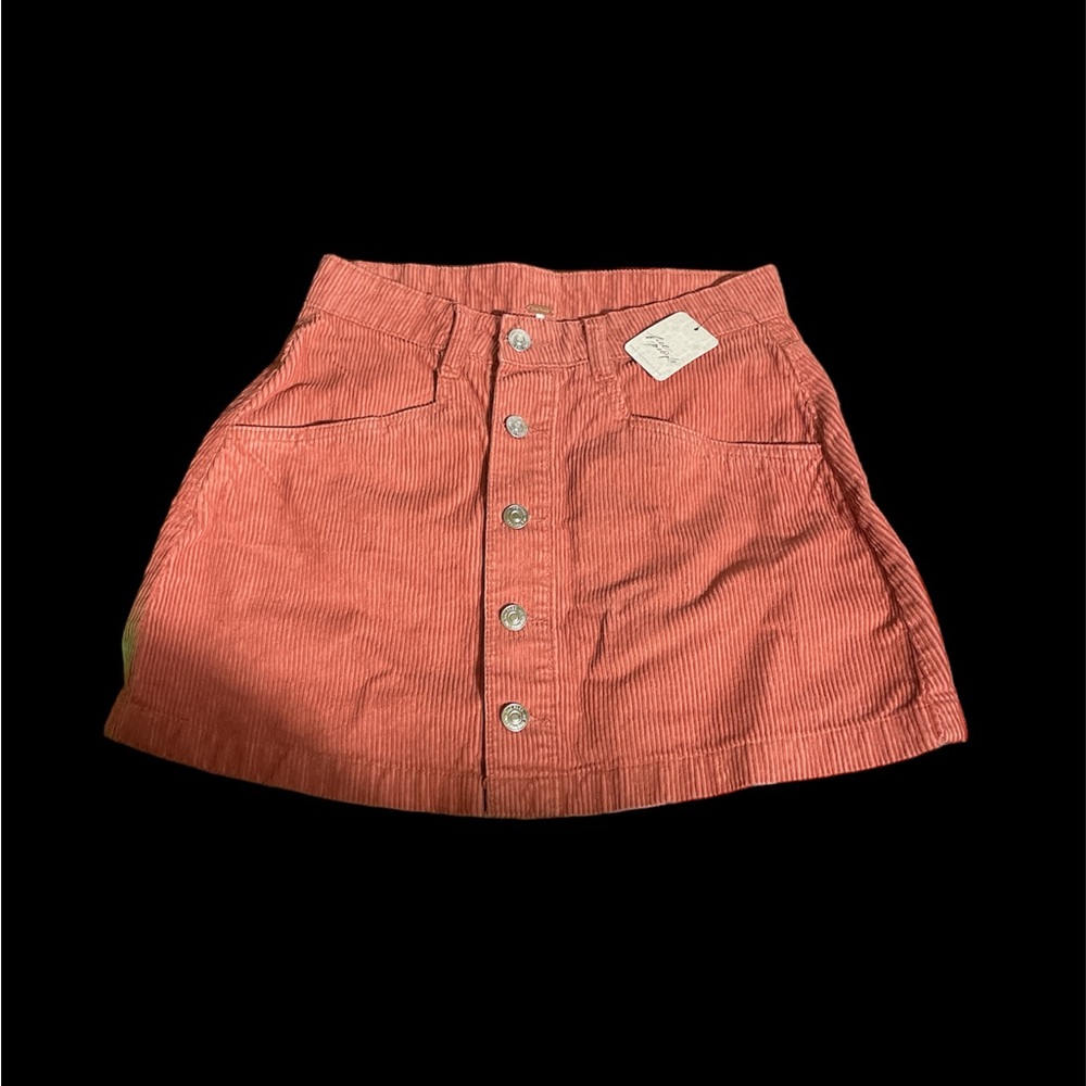 Free people corduroy button mini skirt color myrrh size 2 NWT